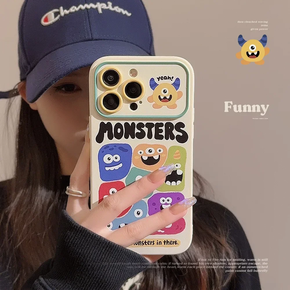 Ins Style Cartoon Alien Monster Phone Case for IPhone16 15 14 12 13 11 Pro ProMax Mini Plus X XR Shockproof Phone Cover