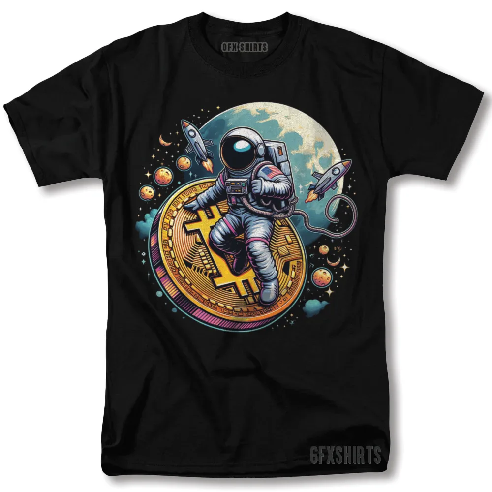 Футболка с биткойнами BTC Astronaut To The Moon Crypto HODL Dogecoine ETH XRP Футболка с биткойнами BTC Astronaut To The Moon Crypto HODL Dogecoine ETH XRP