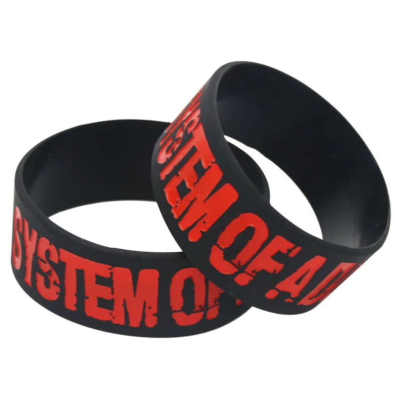 1PC SYSTEM OF A DOWN Bands 1inch Wide Size Silicone Wristbands Black Rubber Music Fans Rubber Bracelets &Bangles Gifts SH101