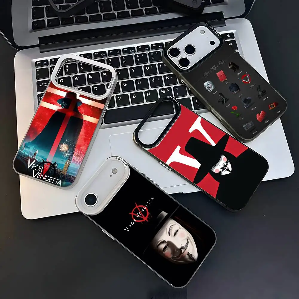

Classic Hackers Movie V for Vendetta Phone Case iPhone 12 13 14 15 16 17Pro Max Plus Protect Plating Phone Cover