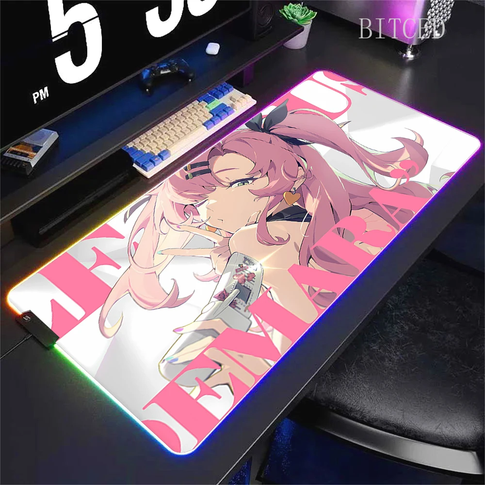 Imagem -02 - Rgb Grande Gaming Desk Mats Gaming Desk Gamer Zona Zenless Zero Mouse Pad Anby Ellen Joe Grace Computador Escritório Moda 90x40