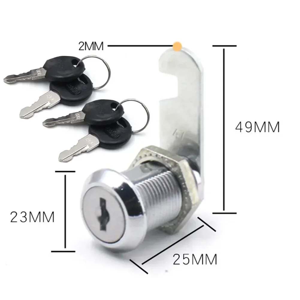 Mailbox Locker Cam Lock Adapter Bright Chrome Cabinet Cupboard Metal Part Tool With 2 Keys Door Drawer Letter Box
