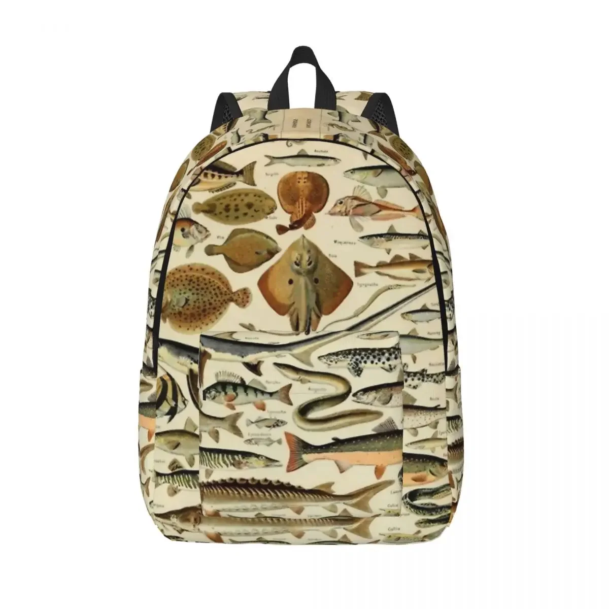 Fish Chart Fisherman Fashion Backpack Outdoor High School Business Fishing Marine Daypack for Men Women College Shoulder Bag