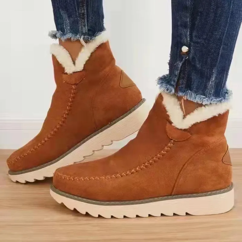 Botas De nieve para Mujer, moda De invierno, zapatos cálidos informales para Mujer, botines cómodos sin cordones para Mujer, calzado, Botas De Mujer