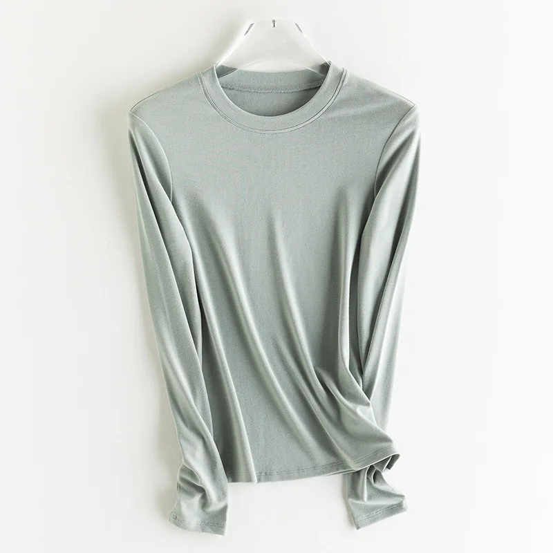 SuyaDream, Damen-T-Shirt, 28 % Wolle, 37 % Baumwolle, lange Ärmel, solides Basic-Thermo-Shirt, Herbst-Winter-Top 2025, Herbst-Winter-Top – Detail 21