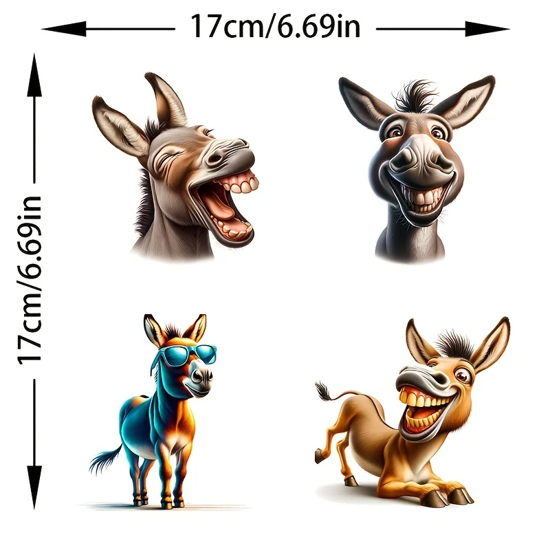 

"Funny Donkey Vinyl Sticker Cartoon Face Decal Double-Sided Color for Car Motorcycle Laptop Cute Animal Decoration"