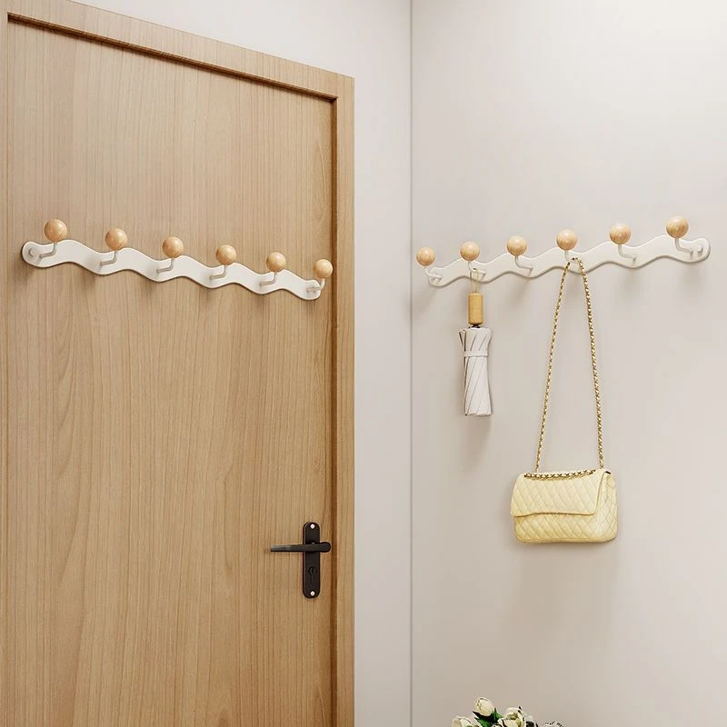 

Creative Wave Wooden Ball Hook Racks Wall Mounted Clothes Coat Hangers Door Entrance Hall Cabinet Storage Holders Bedroom Decor