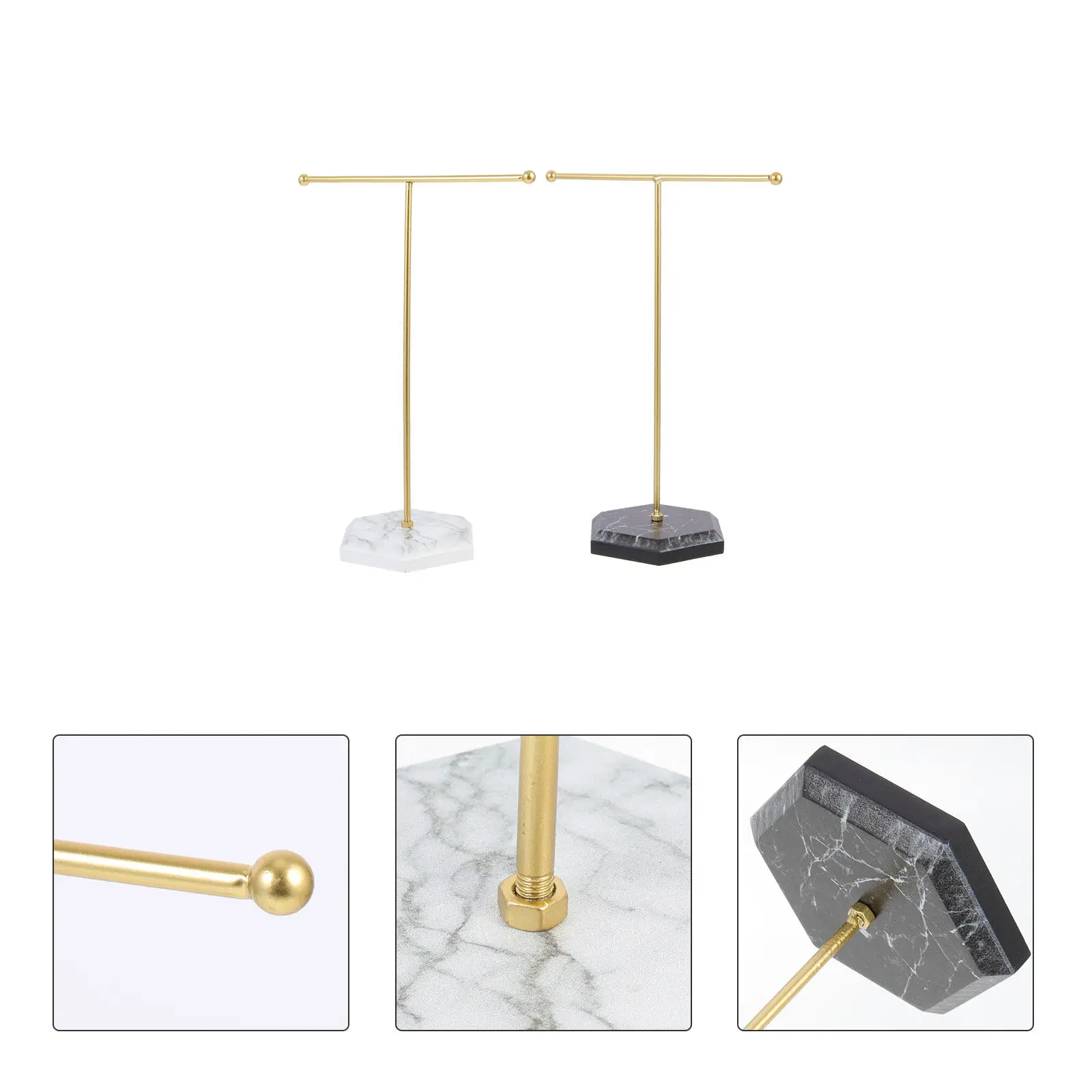 

Набор из 2-х Т-образных подставок для украшений: премиум-класс, прочное основание, защита от опрокидывания, органайзер для серег, ожерелий и браслетов, декоративная подставка для стола