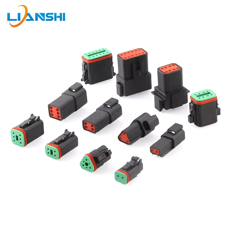 DT06-2S/DT04-2P Deutsch black connector Automotive waterproof wiring harness plug 12PB connector rubber shell with terminal