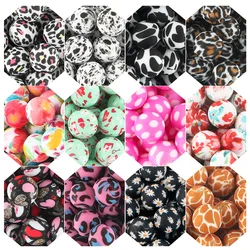 10/20Pcs Round Leopard Silicone Printed Beads 15mm Beads For Jewelry Making DIY Keychain Necklace Bracelet Jewelry Accessories