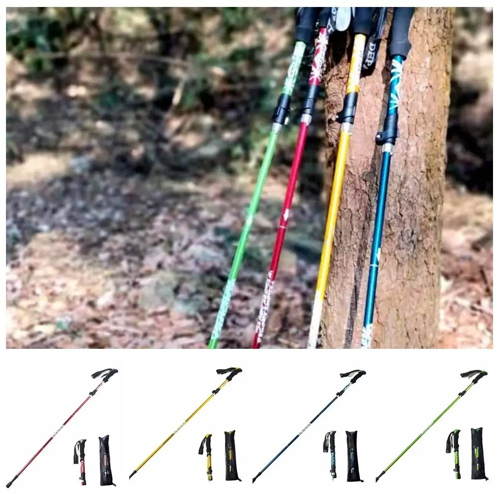 5 Section Outdoor Fold Trekking Pole Folding Wear-resistance Trekking Poles Ergonomic Handle Design Non-slip