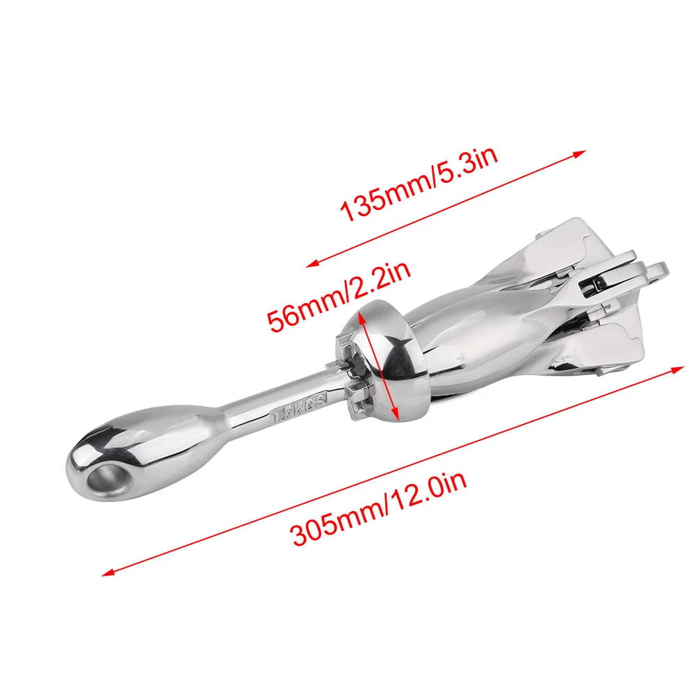 

1.5KG Stainless Steel Boat Folding Grapnel Anchor – Docking Hardware for Marine Yacht, Durable Marine Anchoring Accessory
