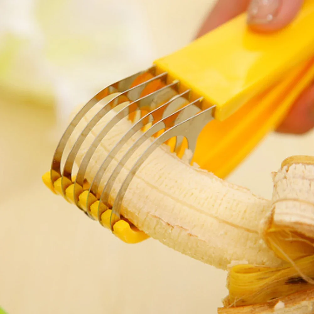 Banana Slicer Fruit Vegetable Sausage Slicer Stainless Steel Banana Cutter Salad Sundaes Tools Cooking Tools Kitchen Accessories