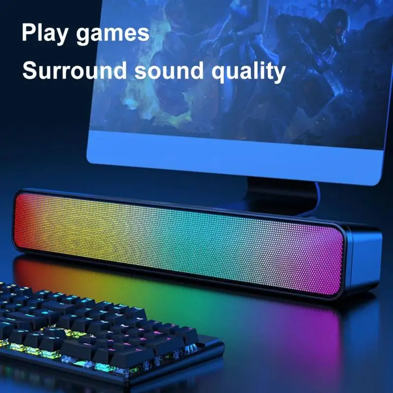 3D Computer Speaker Bar Stereo Sound Subwoofer Bluetooth Speaker For PC Laptop Notebook Music Player Wireless Loudspeaker RGB