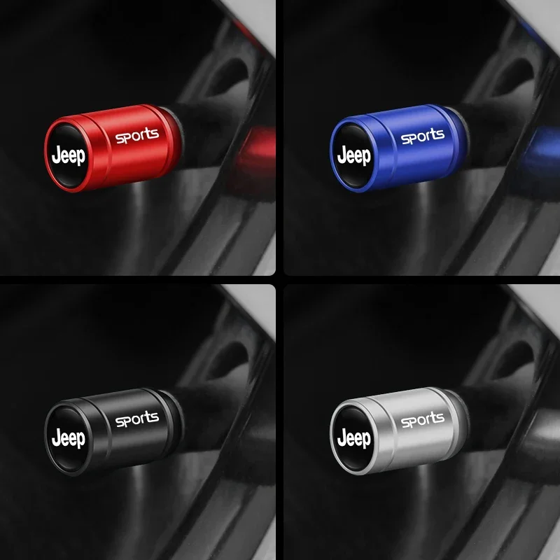

4Pcs Aluminum Alloy Tire Valve Stem Caps Dustproof Air Valve Caps Car Accessories For Jeep Wrangler Grand Cherokee Compass