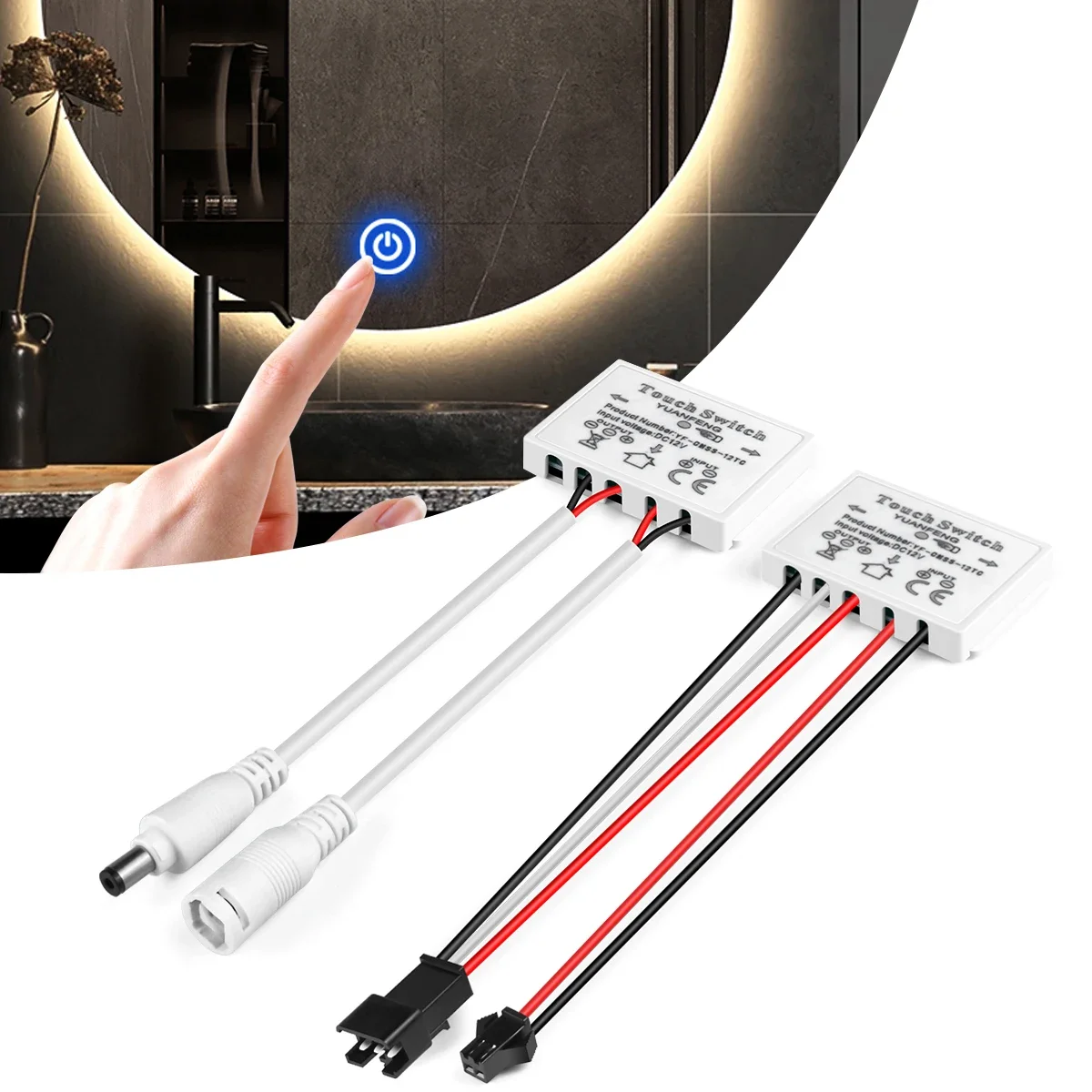 12V Bathroom Smart Mirror Touch Sensor Control Switch Dimmer Home Lighting Touch Switch CCT Adjustable Penetrable 1-5mm Glass