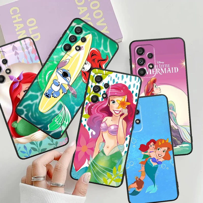 Ariel Little Mermaid Fairy Tales For Samsung Note 20 10 Ultra Plus A31 A14 A12 A70 A34 A25 A04 A05 A15 A24 5G Black Funda