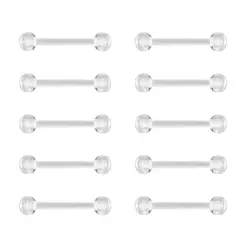 2-10 PCS 14G 16G Barbell Eyebrow Piercing Fixer Jewelry Tongue Ring Bioflex Plastic Transparent Lip Belly Ring Cartilage 6-38mm