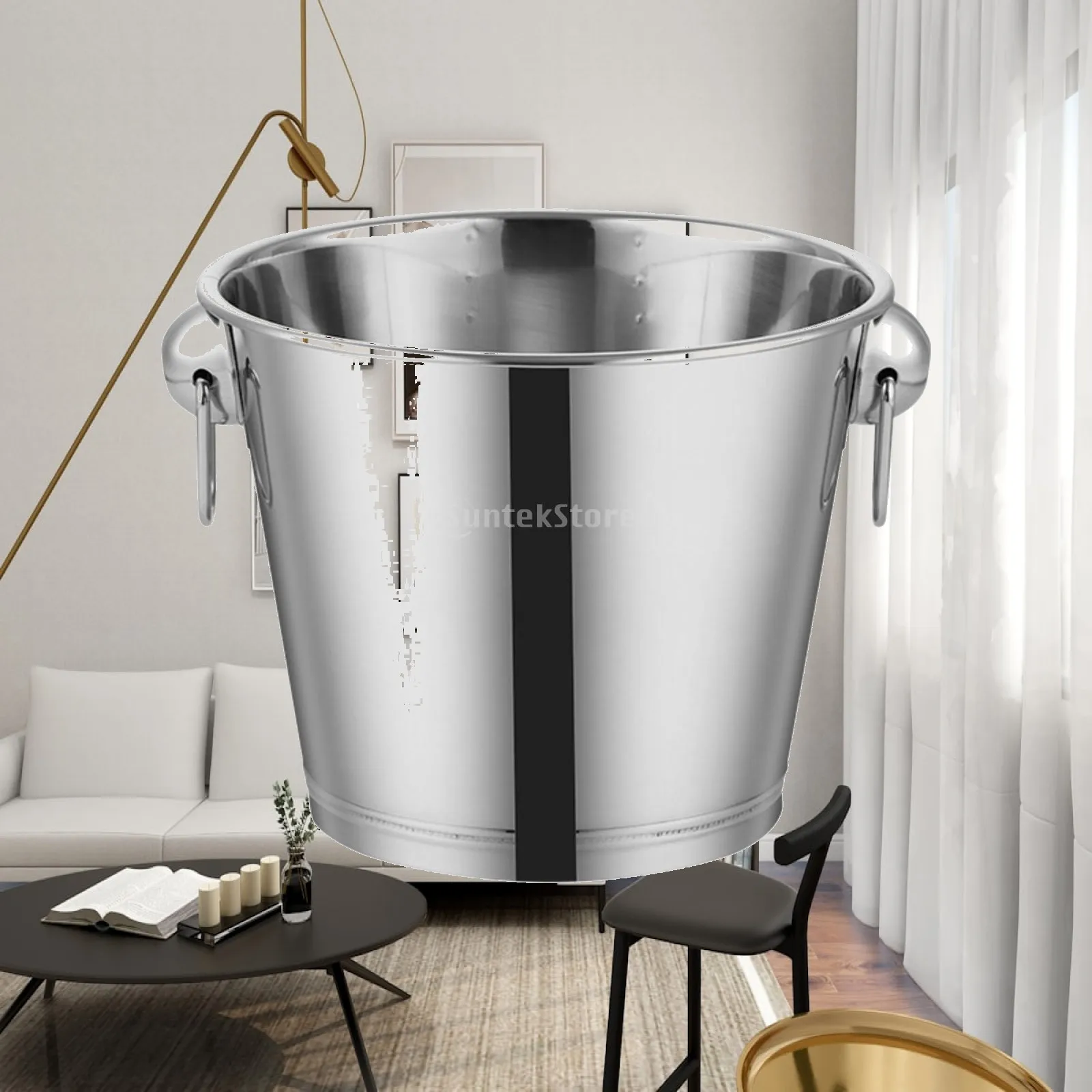 Champagne Vessel Stainless Steel Wine Chiller Vessel Bottle Chiller Double-Handled Wine Cooler Tapered for Hosts, Home Bar