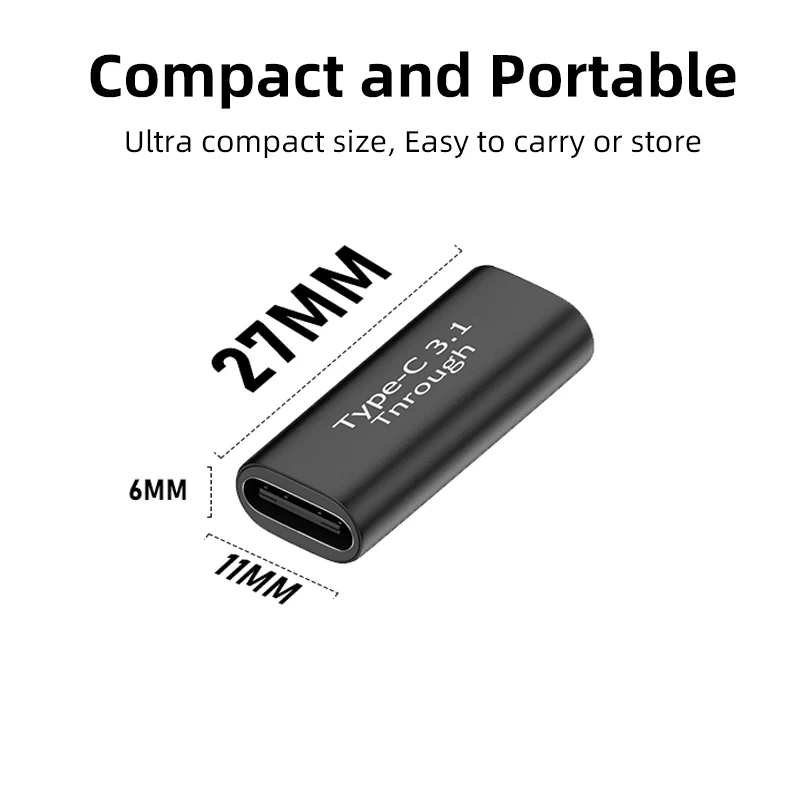 USB Type C อะแดปเตอร์หญิงหญิง Converter แบบพกพา USB-C ชาร์จข้อมูลอะแดปเตอร์ Type-C สายสำหรับแท็บเล็ตโทรได้