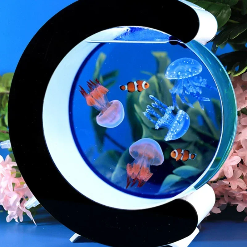 Fish Tank Desktop Landscape Glass Flower Container Small Constant Temperature Feeding Cylinder Living Room Aquarium