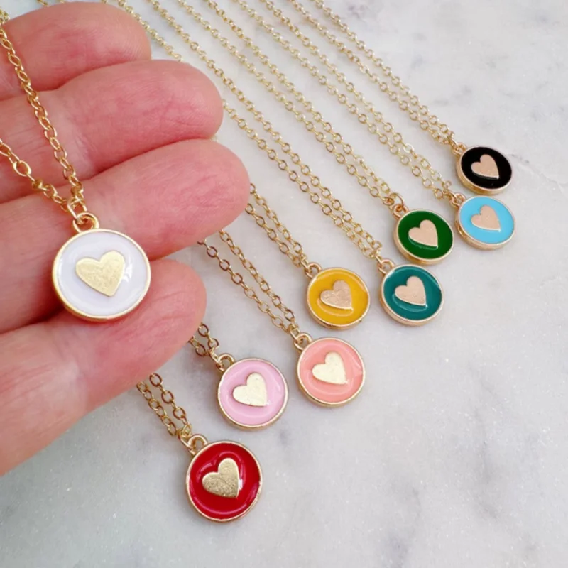 Colorful Heart-Shaped Jewelry Necklace, Heart-Shaped Pendan…