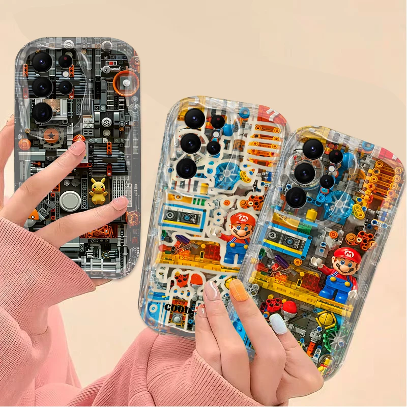 Building Blocks M-Marios Wave Case For Samsung Galaxy S24 Ultra S23 S22 Plus S21 S20 FE A25 A55 A35 A15 A16 A05 A05S A06 Cover