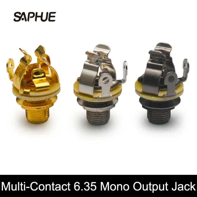 2Pcs SAPHUE Multi-Contact 6.35 Mono Output Jack 1/4 Jack Double Positive Tips and Double Tension Grounds for Optimal Signal Tone