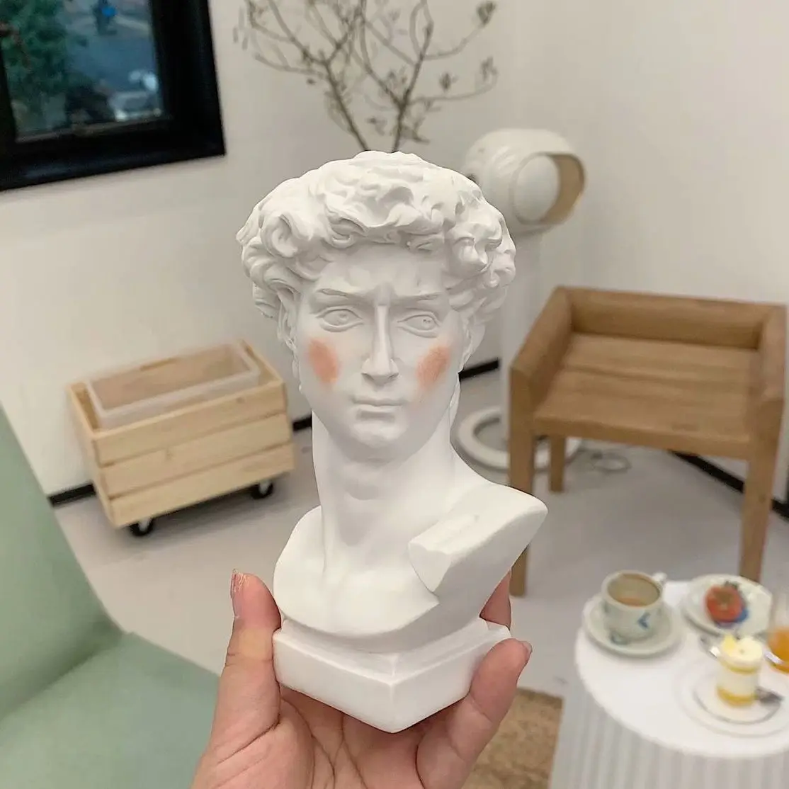 Epoxy Resin Silicone Mold David Head Vase Silicone Molds Pot Gypsum Mold Pen Holder Flowerpot Vase Potted Clay Moulds