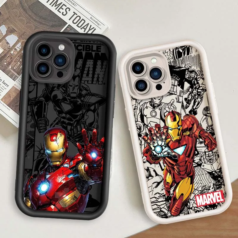 

Marvel Iron Man Art For Apple iPhone 16 15 14 13 12 11 Pro Max Plus Eye Ladder Soft TPU Silicone Cover