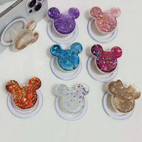 Soporte para teléfono con ratón brillante y suave, soporte Griptok para fundas iPhone Samsung, soporte de enchufe Tok, regalo para niña