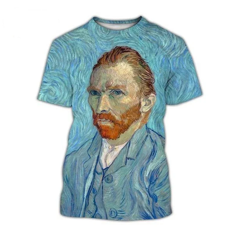 New Vincent Van Gogh 3D Printed T-shirt Vincent Van Gogh Oil Painting Men's and Women's Casual Fashion Cool Kids Round Neck O Ne