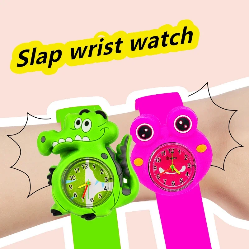 Montre bracelet dessin animé pour enfants, jouet animaux inclus, horloge d'apprentissage, montres à claquettes pour fille et garçon, cadeau d'anniversaire, mignon