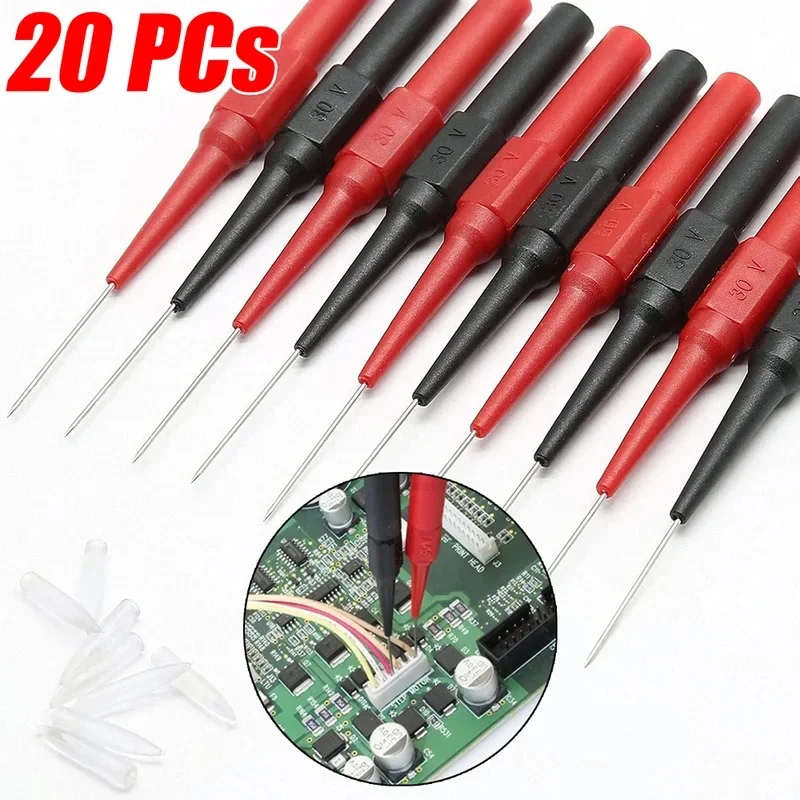 1-20PCs 30V Motorcycle Diagnostic Tools Multimeter Test Lead Extention Back Piercing Needle Tip Probes Car Test Probe Kit 0.7MM view 2