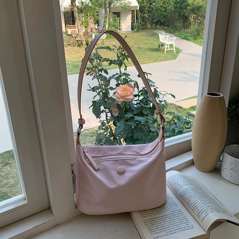 

Nylon Bag Shoulder Bag For Woman, Shopper Bag Zipper Black Hobos, Women's Crossbody Bag