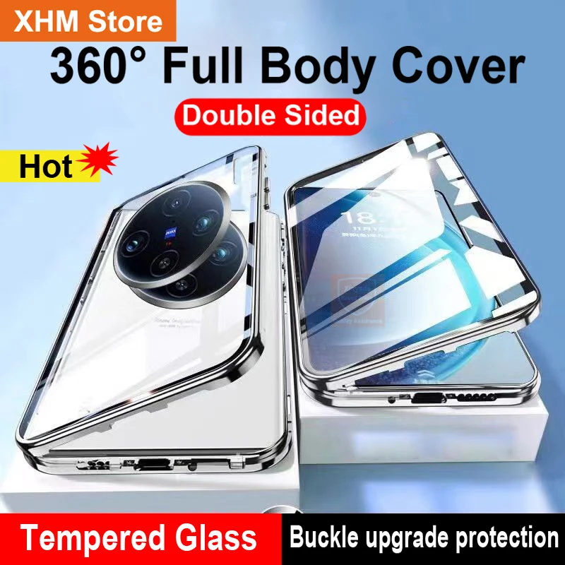 Case For Vivo X200 Pro Tempered Glass 360 Cover For Vivo X200 Pro Case Magnet Full Body Flip Phone Covers Double Sided