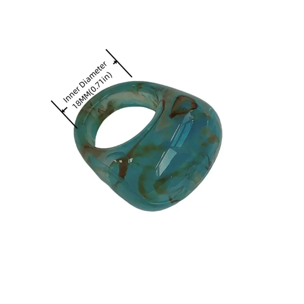 Temperament Chubby Exaggerated Resin Rings Translucent Smudge Oval Finger Ring Ornaments Geometric Transparent Rings Daily
