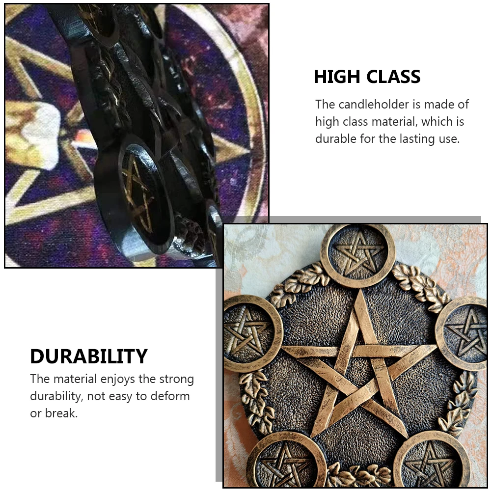 

Pentacle Star Altar Sacrifice Props Desktop Candleholder Resin Pentagram Candlestick Ritual Decor nament Shining