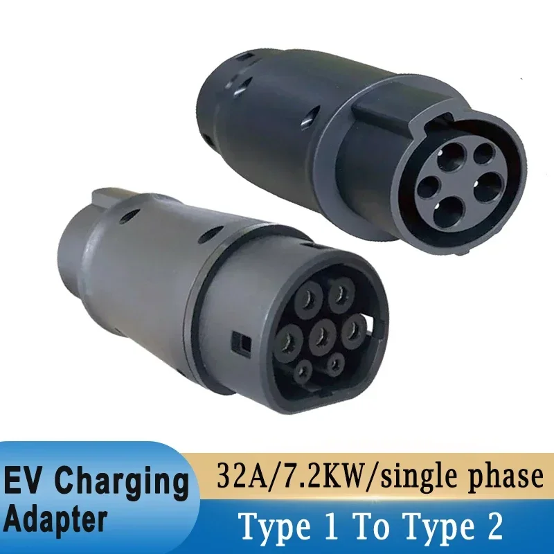 IEC 62196 Type 2 EVSE Adapter Electric Vehicle Charging on SAE J1772 Type 1 Plug Socket EV Charger 32A 7.2KW Single Shase