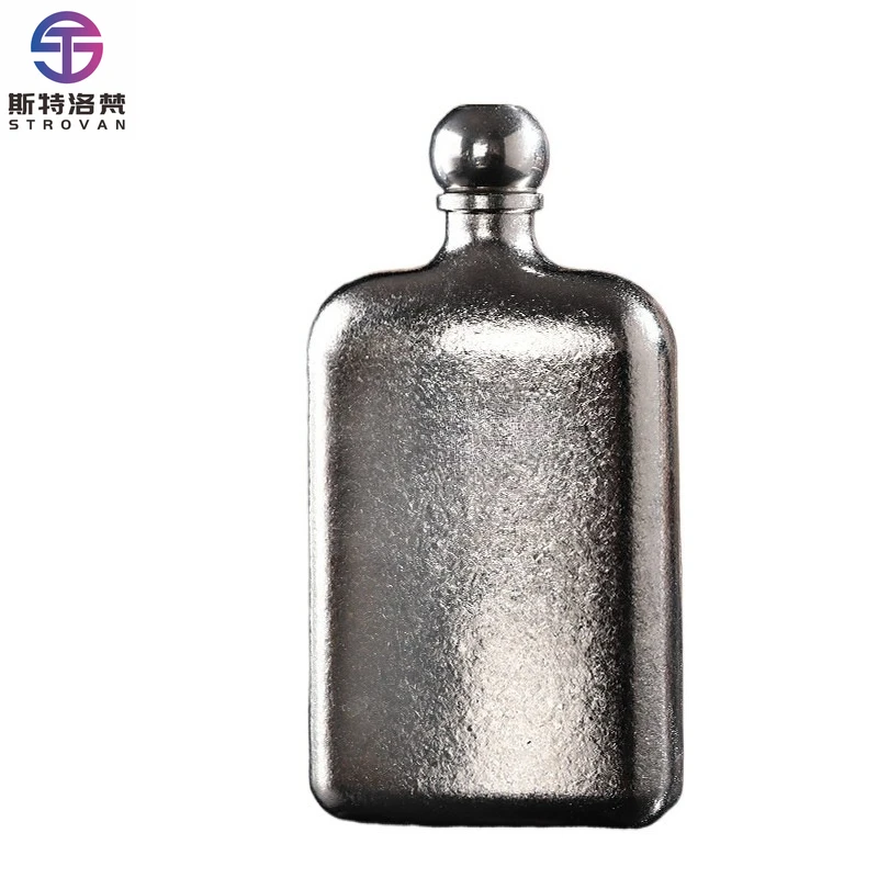 Pure Titanium Wine Jug Carry-On Mini Square Wine Jug Outdoor Travel Titanium Water Bottle Sealed Single Layer