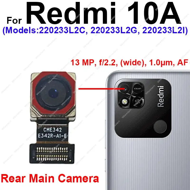 For Xiaomi Redmi 10 10A 10C Rear Front Camera Flex Cable Frontal Selfie Front Facing Back Main Camera Replacement