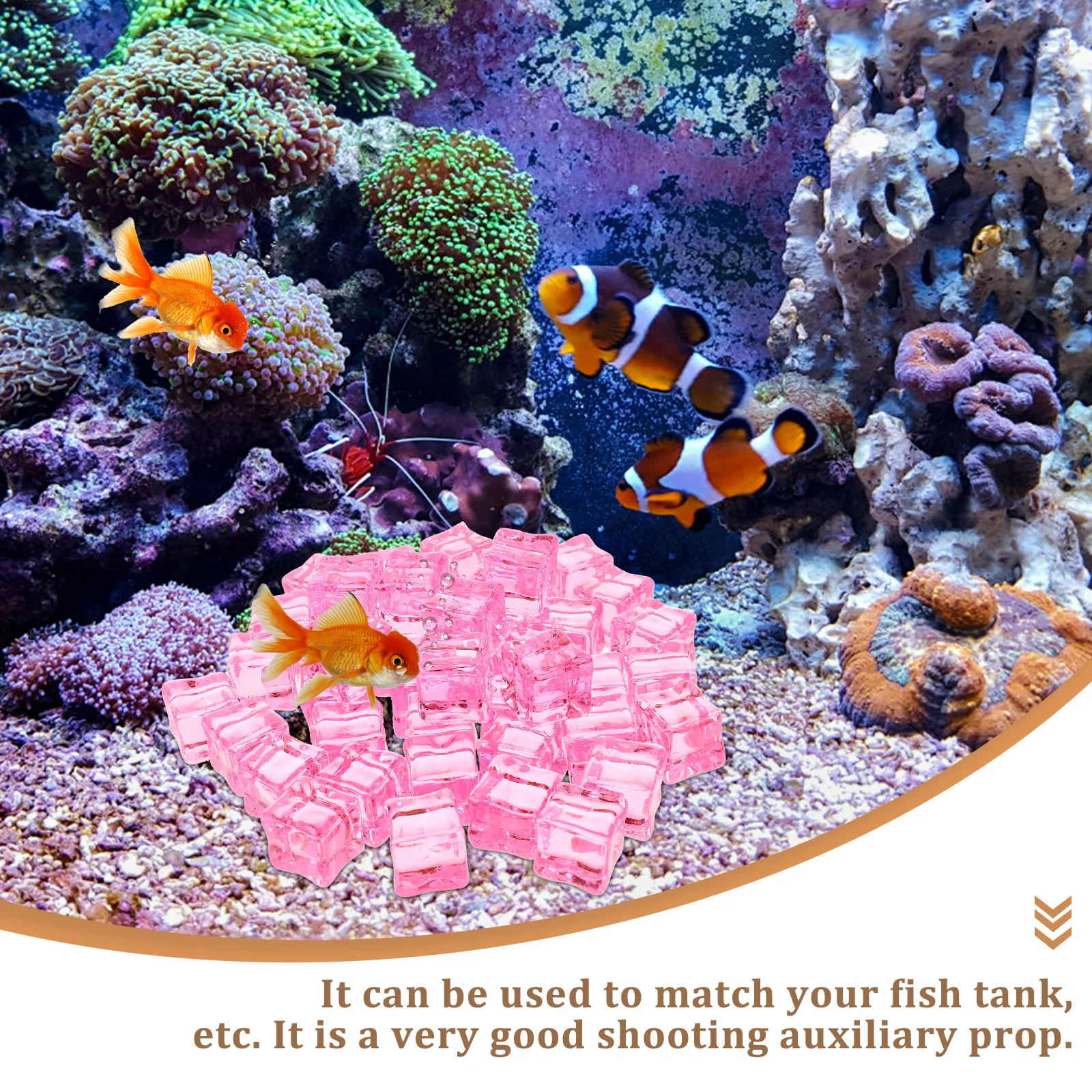 

50 Pcs Simulated Ice Decorative Plastic Double Layer Display Cubes Fake Fish Tank Decorations Bauble