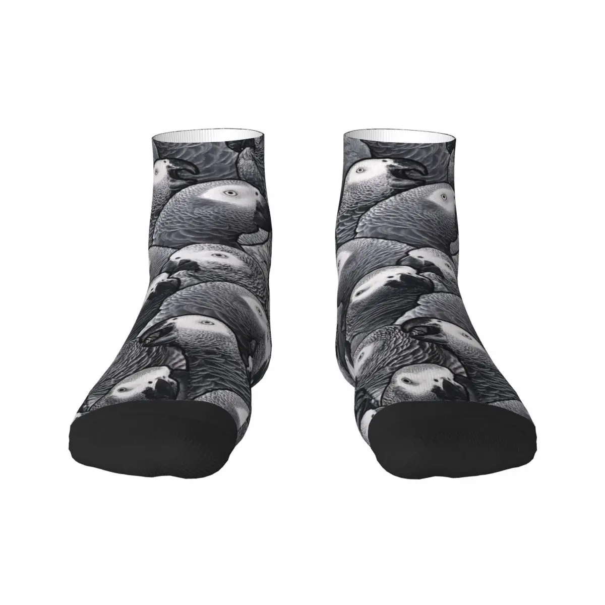 Funny Printed African Grey Parrot Pattern Socks for Men Women Stretchy Summer Autumn Winter Psittacine Birds Crew Socks