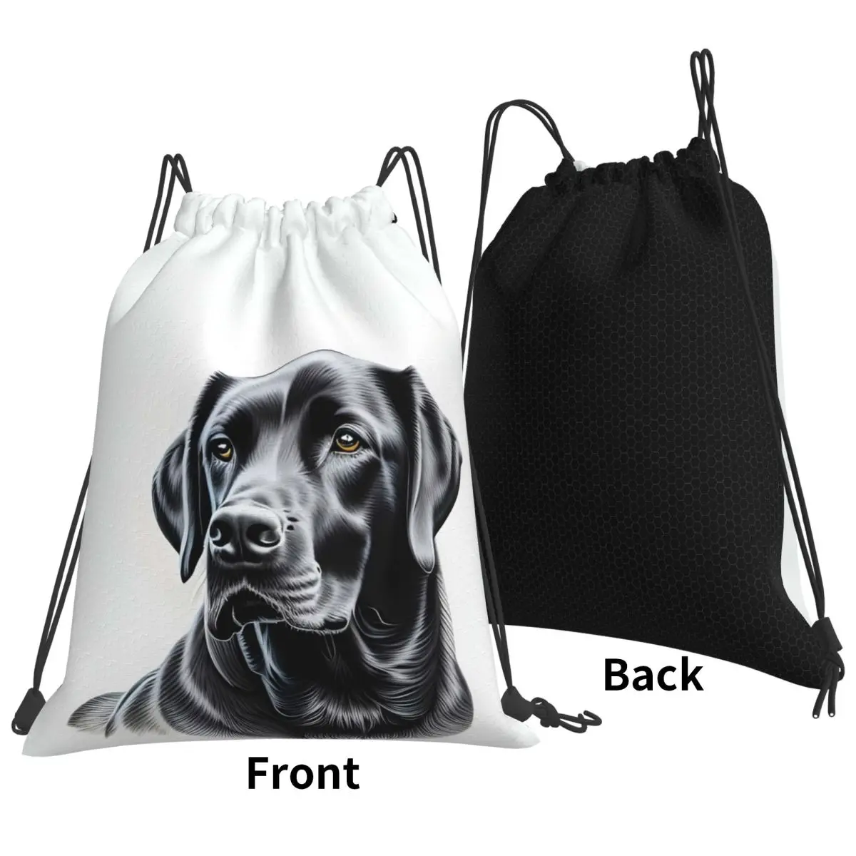 Black Labrador Retriever Backpacks Casual Drawstring Bags Storage Bag Book Bags for Travel Students
