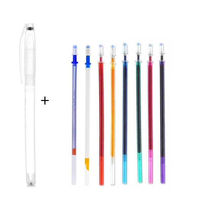 10PCS Solubile in Acqua Dispara Penna Punto Marker Disegna Griglia su Tessuto Ricamo Marcatura Cancellabile Temporanea Ricariche Strumento di Cucito