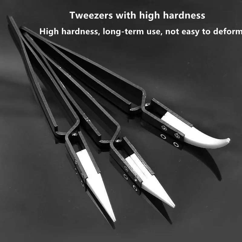 3 Pcs Precision Reverse Ceramic Tweezers Non-Conductive Heat Resistant Anti-Magnetic Tweezer Set for Pinching Coils While Firing