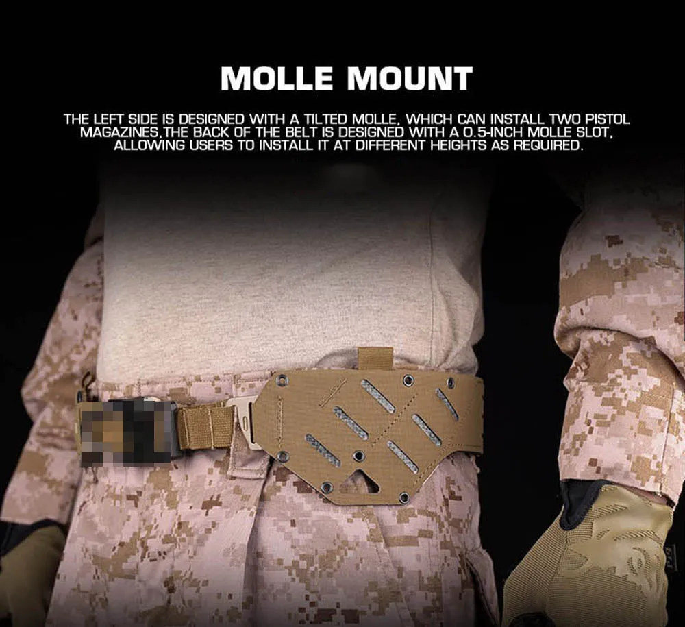 Taktischer Gürtel 2-in-1 mit Schnellverschluss-Metallschnalle für Outdoor-Jagd, Schießtraining, Airsoft, Kampfgürtel mit MOLLE-Magazintasche – Detail 7