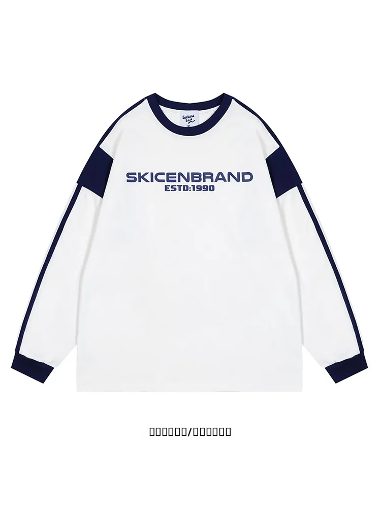 

Loose Long Sve round Ne T-irt Color Blo Print Couple Faionable Casual Wear from Brand Youthful Sle