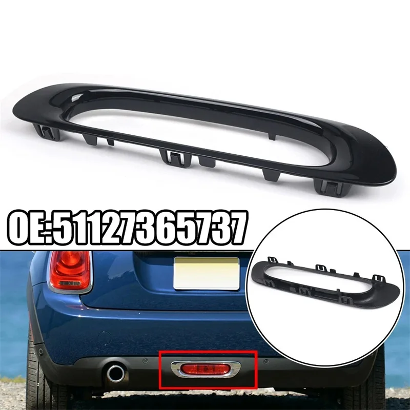 

NewFor MINI F55 F56 F57 2013-2016 Rear Fog Light Lamp Cover Bezel Trim 51127365737 ABS Plated Bright Black