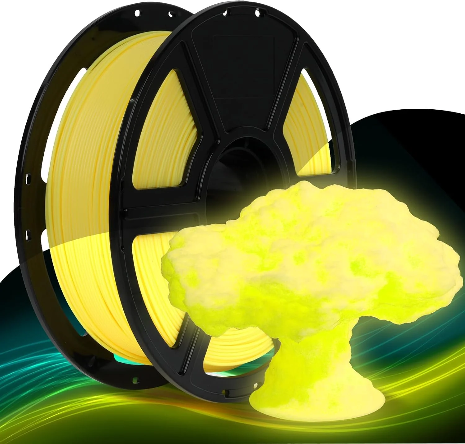 

Glow in The Dark PLA 3D Printer Filament Bundle 1.75mm 3D Printing Filament Dimensional Accuracy +/- 0.03mm ,yellow 250g